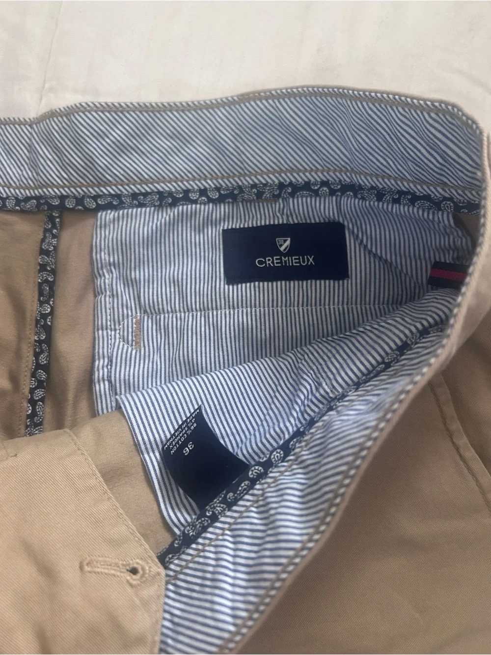 Excellent Condition Mens Flat Front Dressy Khaki Cremieux sz36
